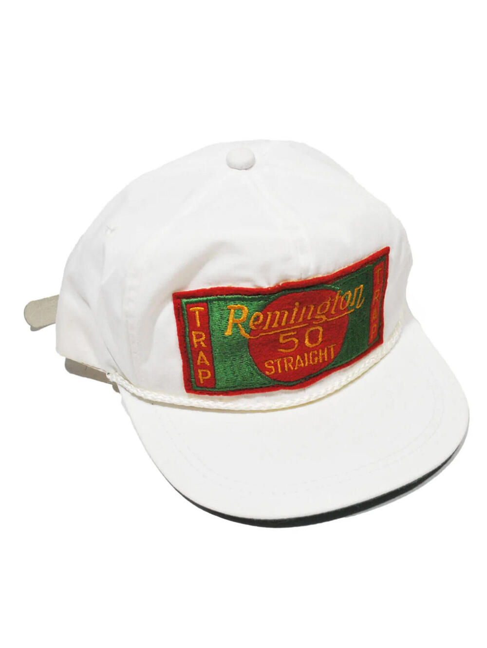 Vintage Remington 50 Straight Trap Hunting 90s White Leather Strap Hat